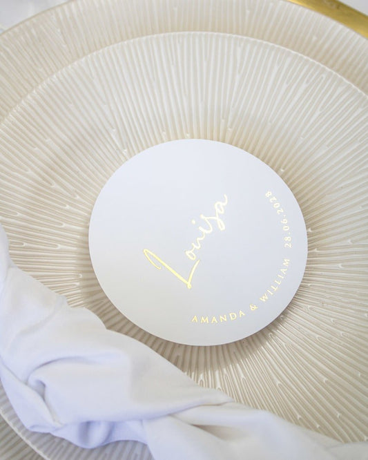 "Iris - Marque-place" – Marque-place chic, élégant et romantique avec dorure or pour réception de mariage – Papeterie de mariage - Wedding stationery - Création Luxe Carterie Studio