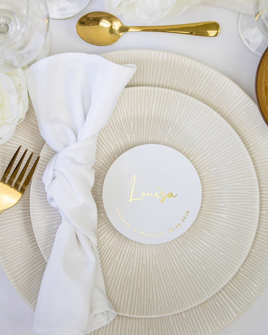 "Iris - Marque-place" – Marque-place chic, élégant et romantique avec dorure or pour réception de mariage – Papeterie de mariage - Wedding stationery - Création Luxe Carterie Studio