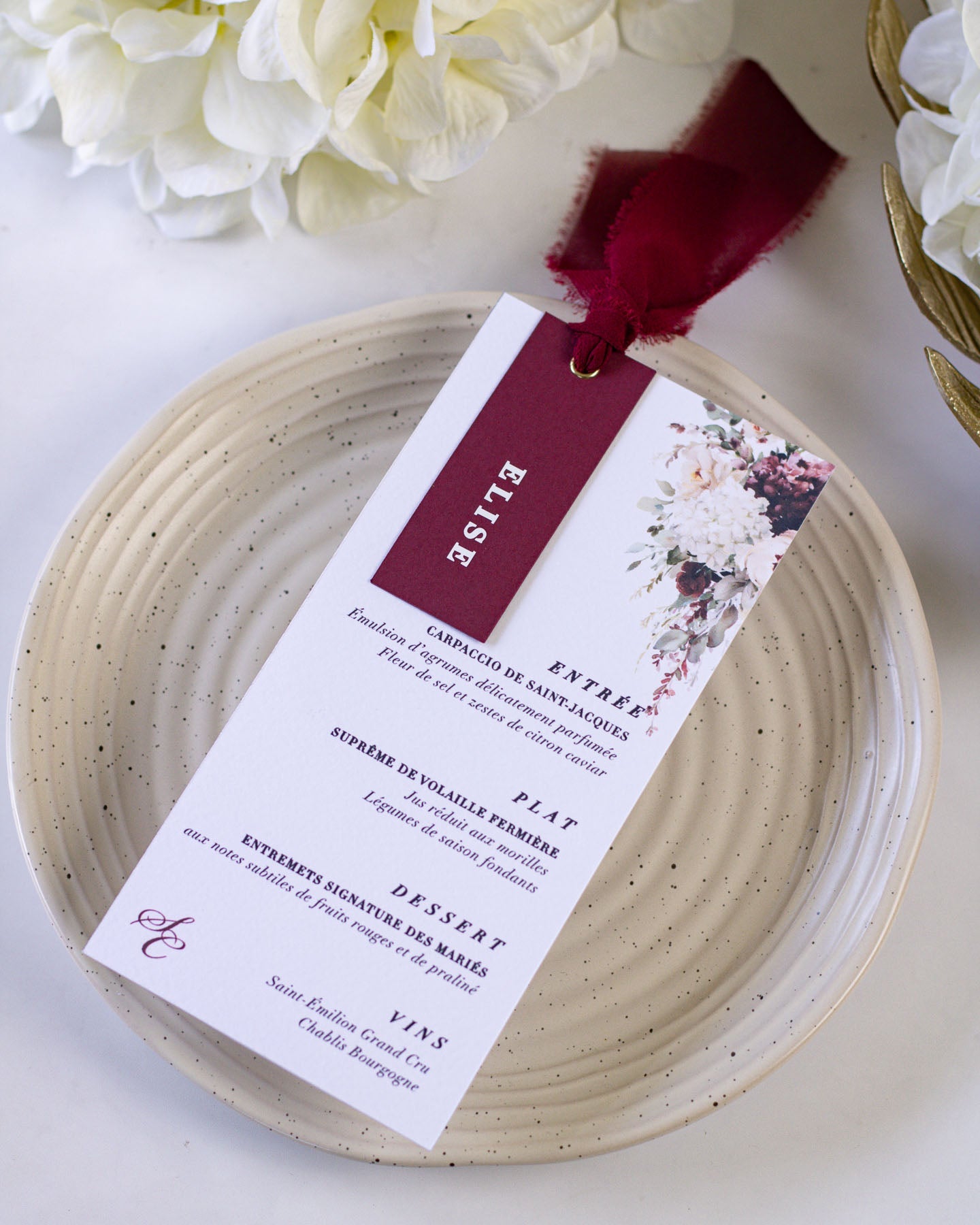 Iris - menu & marque - place - Menu - Luxe Carterie Studio