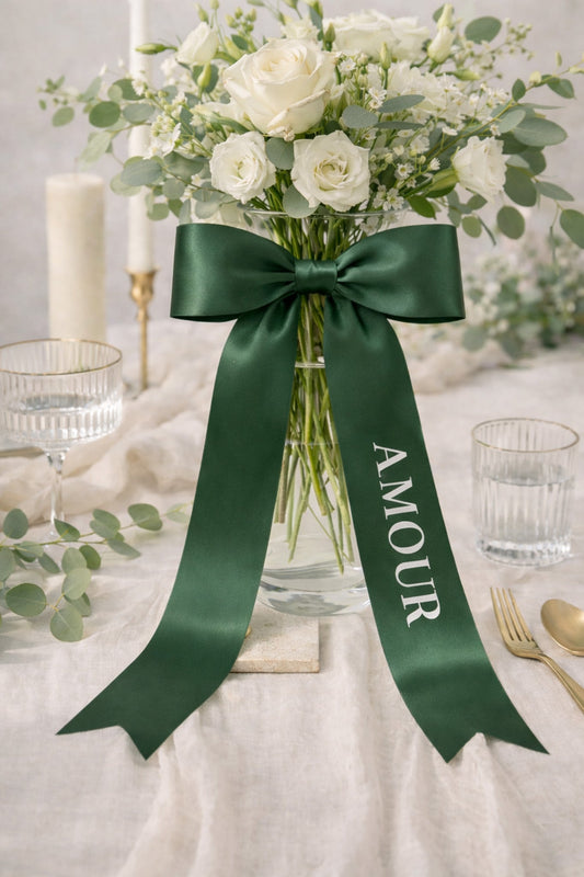 Jade - Ruban satin nom de table - Marque - place - Luxe Carterie Studio