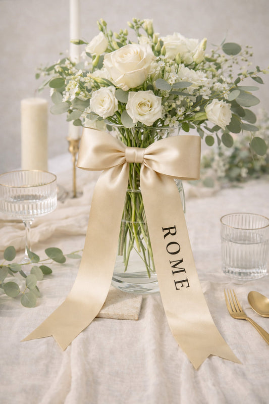 Jade - Ruban satin nom de table - Marque - place - Luxe Carterie Studio