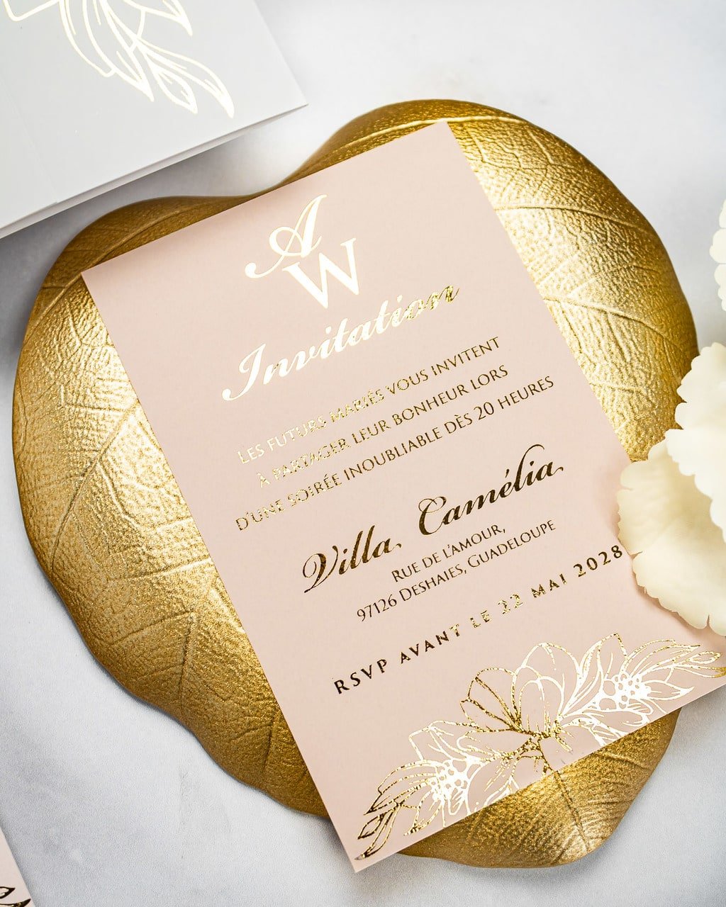 "Jana" - Faire-part de mariage chic, élégant et romantique avec dorure or - Wedding stationery - Création Luxe Carterie Studio