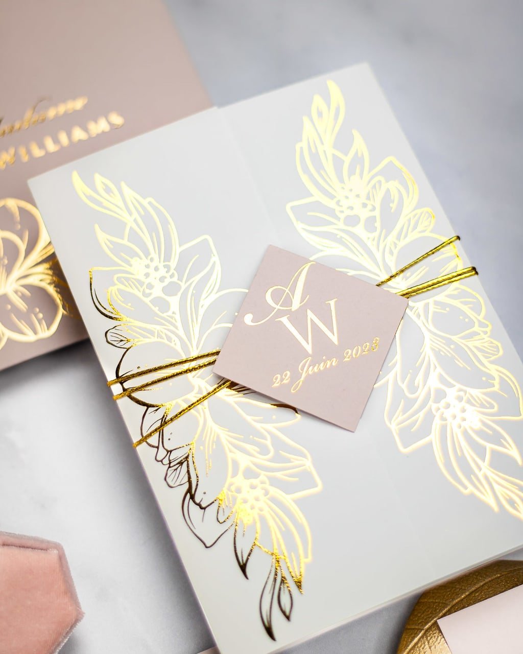 "Jana" - Faire-part de mariage chic, élégant et romantique avec dorure or - Wedding stationery - Création Luxe Carterie Studio