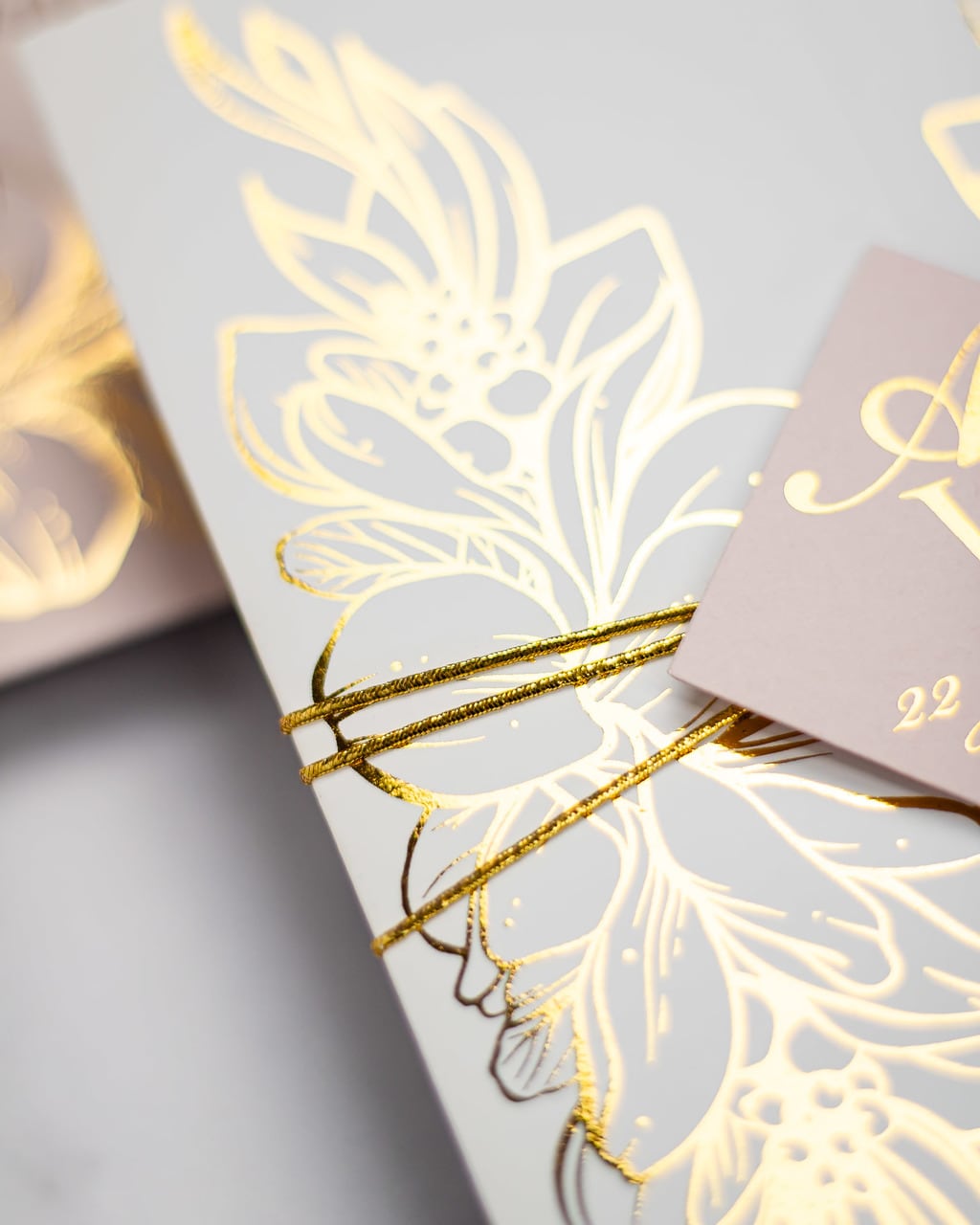 "Jana" - Faire-part de mariage chic, élégant et romantique avec dorure or - Wedding stationery - Création Luxe Carterie Studio