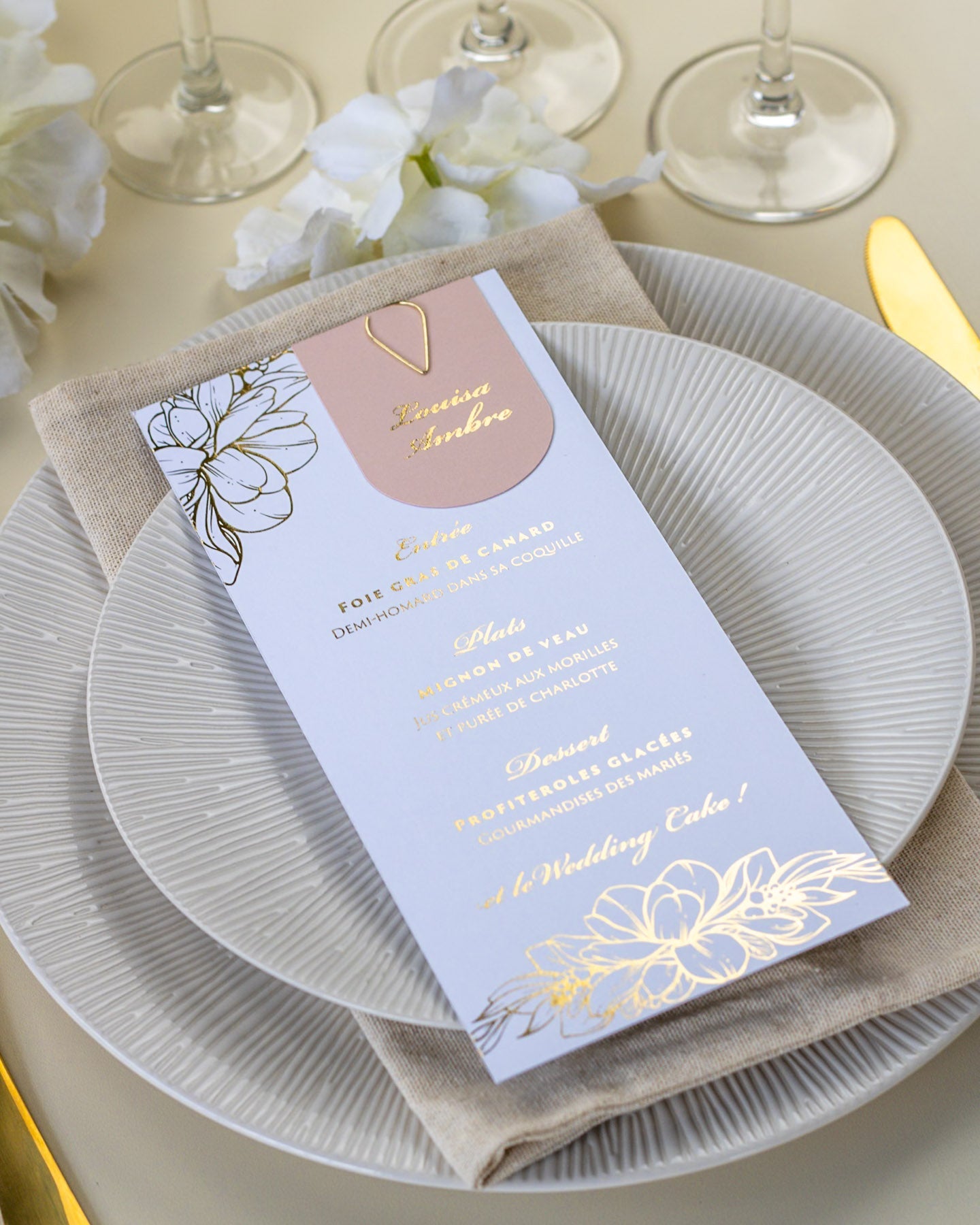 Jany - menu & marque - place - Menu - Luxe Carterie Studio