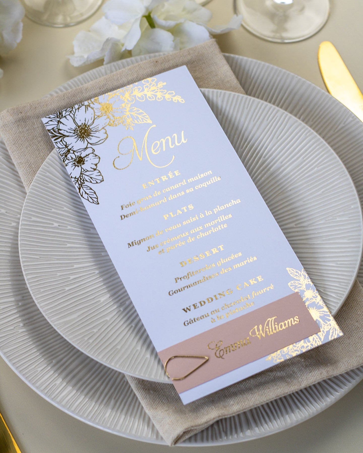 Jasmin - menu & marque - place - Menu - Luxe Carterie Studio