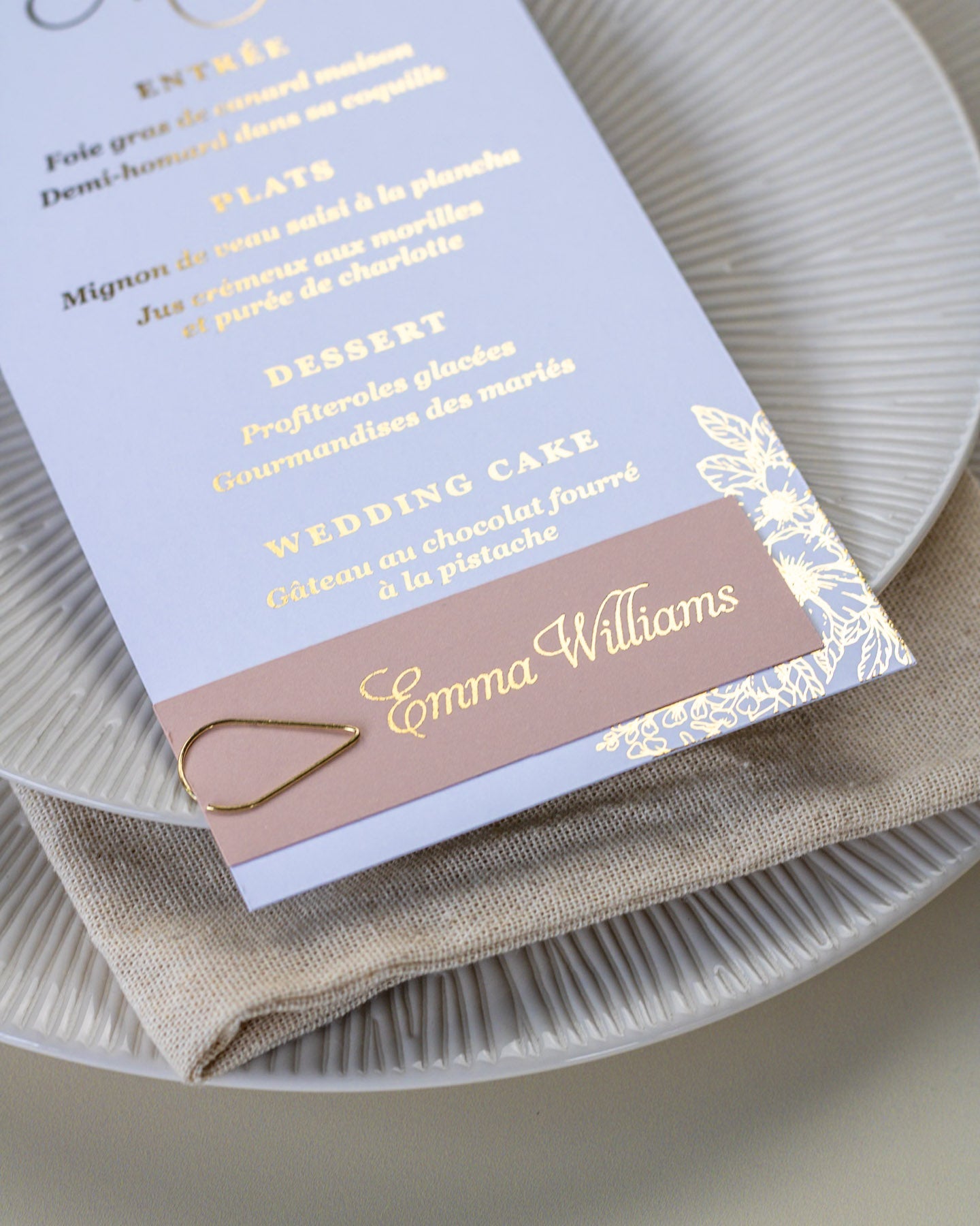 Jasmin - menu & marque - place - Menu - Luxe Carterie Studio