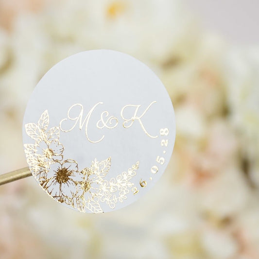 "Jasmin - Sticker" - Faire-part de mariage chic, élégant et romantique avec dorure or - Wedding stationery - Création Luxe Carterie Studio