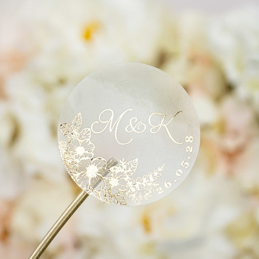 "Jasmin - Sticker" - Faire-part de mariage chic, élégant et romantique avec dorure or - Wedding stationery - Création Luxe Carterie Studio