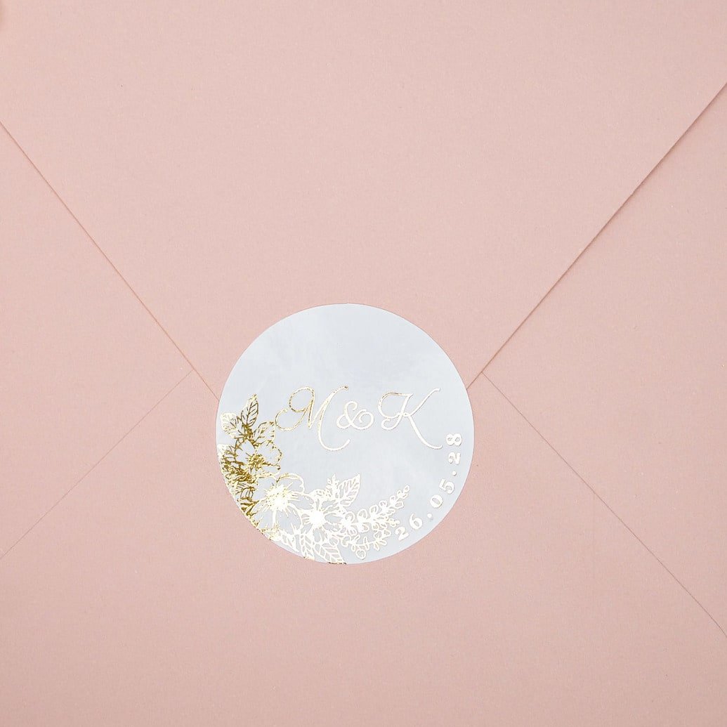 "Jasmin - Sticker" - Faire-part de mariage chic, élégant et romantique avec dorure or - Wedding stationery - Création Luxe Carterie Studio
