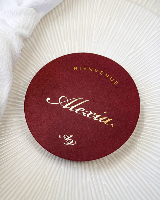 "Jena - Marque-place" – Marque-place chic, élégant et romantique avec dorure or pour réception de mariage – Papeterie de mariage - Wedding stationery - Création Luxe Carterie Studio