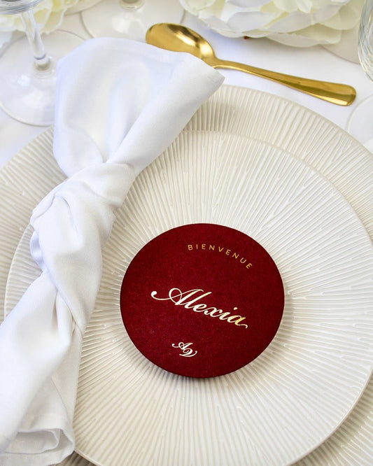 "Jena - Marque-place" – Marque-place chic, élégant et romantique avec dorure or pour réception de mariage – Papeterie de mariage - Wedding stationery - Création Luxe Carterie Studio
