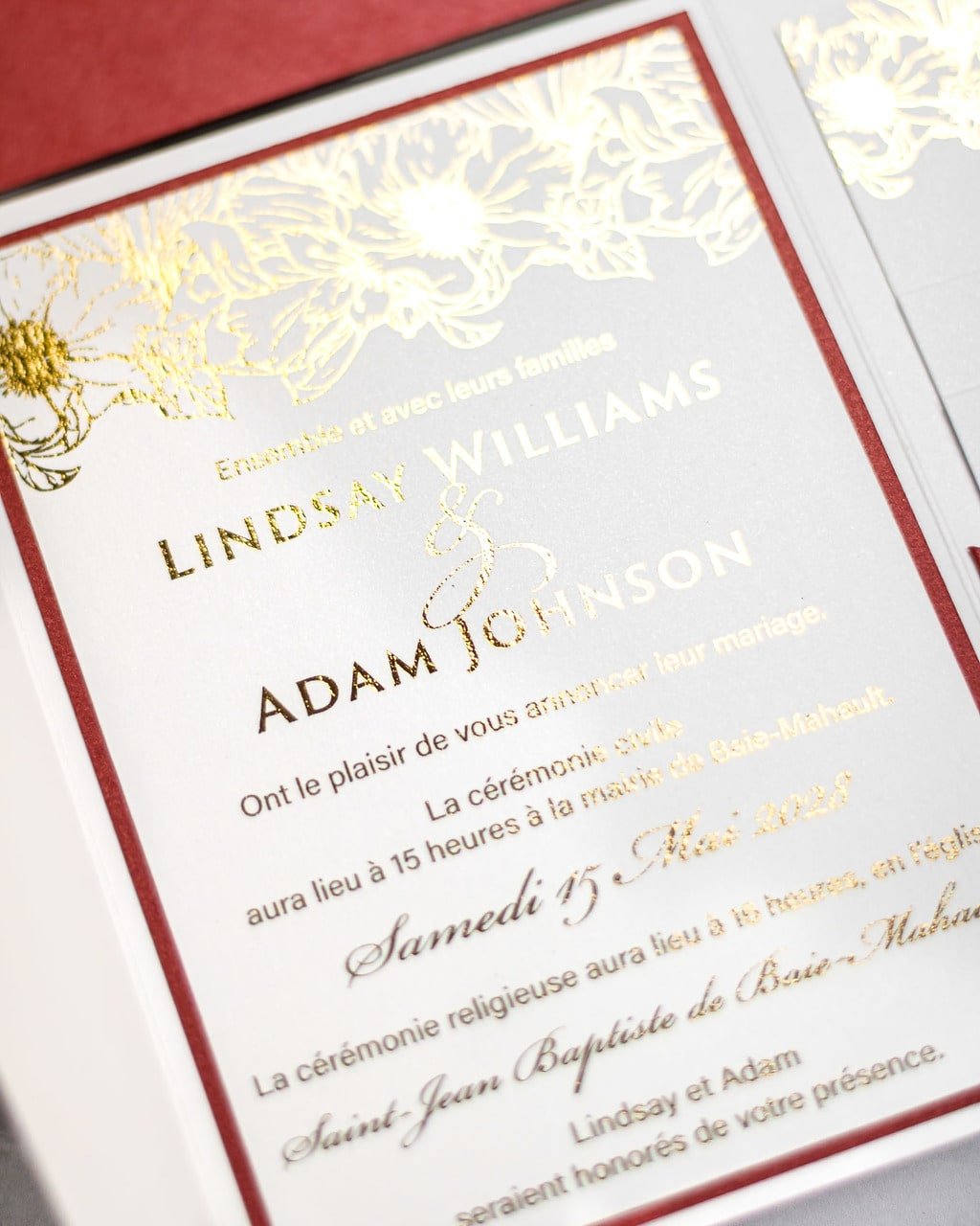 "Joana" - Faire-part de mariage chic, élégant et romantique avec dorure or - Wedding stationery - Création Luxe Carterie Studio
