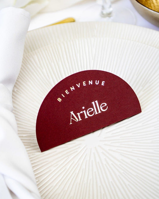 "Jona - Marque-place" – Marque-place chic, élégant et romantique avec dorure or pour réception de mariage – Papeterie de mariage - Wedding stationery - Création Luxe Carterie Studio