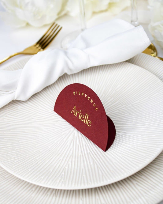 "Jona - Marque-place" – Marque-place chic, élégant et romantique avec dorure or pour réception de mariage – Papeterie de mariage - Wedding stationery - Création Luxe Carterie Studio