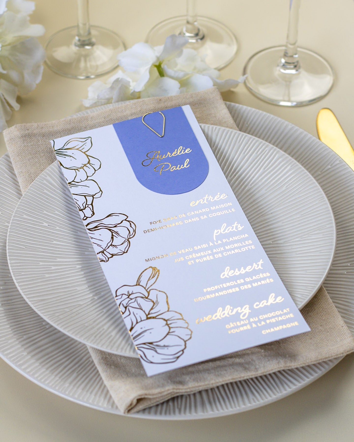 Jonquille - menu & marque - place - Menu - Luxe Carterie Studio
