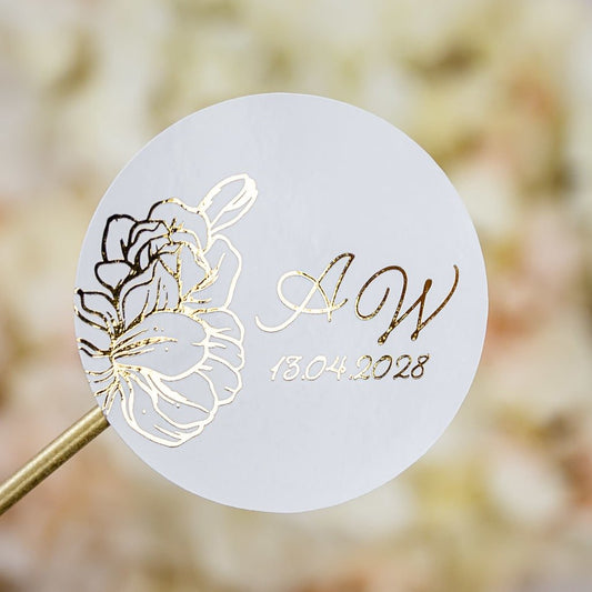 "Jonquille - Sticker" - Faire-part de mariage chic, élégant et romantique avec dorure or - Wedding stationery - Création Luxe Carterie Studio