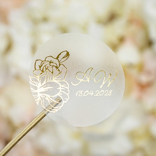 "Jonquille - Sticker" - Faire-part de mariage chic, élégant et romantique avec dorure or - Wedding stationery - Création Luxe Carterie Studio