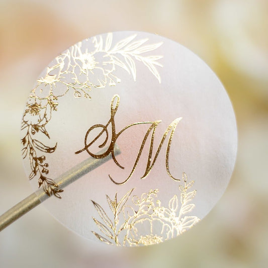 "Kénia - Sticker" - Faire-part de mariage chic, élégant et romantique avec dorure or - Wedding stationery - Création Luxe Carterie Studio
