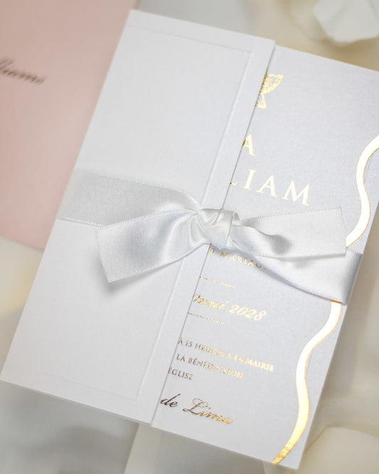 "Kunzite" - Faire-part de mariage chic, élégant et romantique avec dorure or - Wedding stationery - Création Luxe Carterie Studio