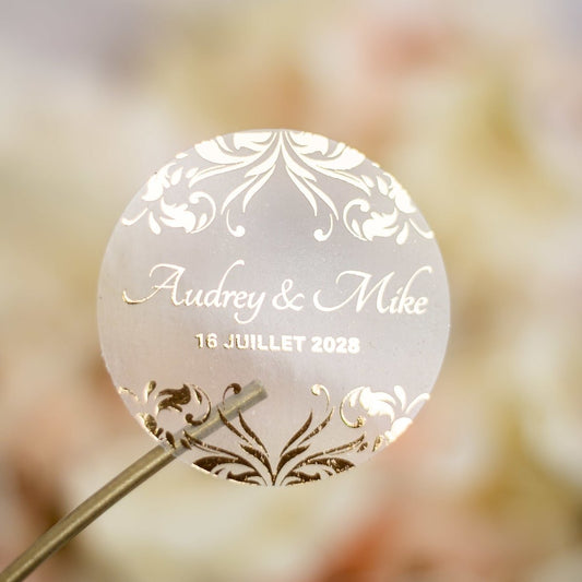 "Lauren - Sticker" - Faire-part de mariage chic, élégant et romantique avec dorure or - Wedding stationery - Création Luxe Carterie Studio