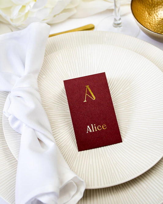"Léna - Marque-place" – Marque-place chic, élégant et romantique avec dorure or pour réception de mariage – Papeterie de mariage - Wedding stationery - Création Luxe Carterie Studio
