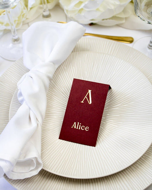 "Léna - Marque-place" – Marque-place chic, élégant et romantique avec dorure or pour réception de mariage – Papeterie de mariage - Wedding stationery - Création Luxe Carterie Studio