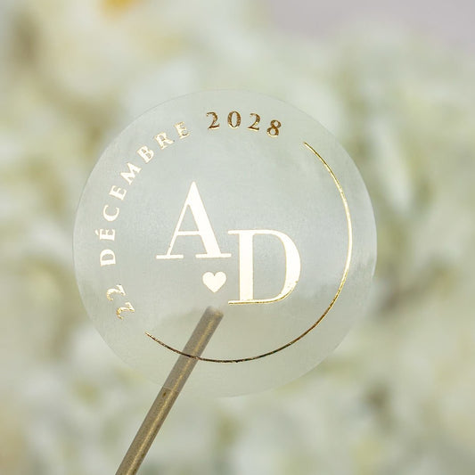 "Léona - Sticker" - Faire-part de mariage chic, élégant et romantique avec dorure or - Wedding stationery - Création Luxe Carterie Studio