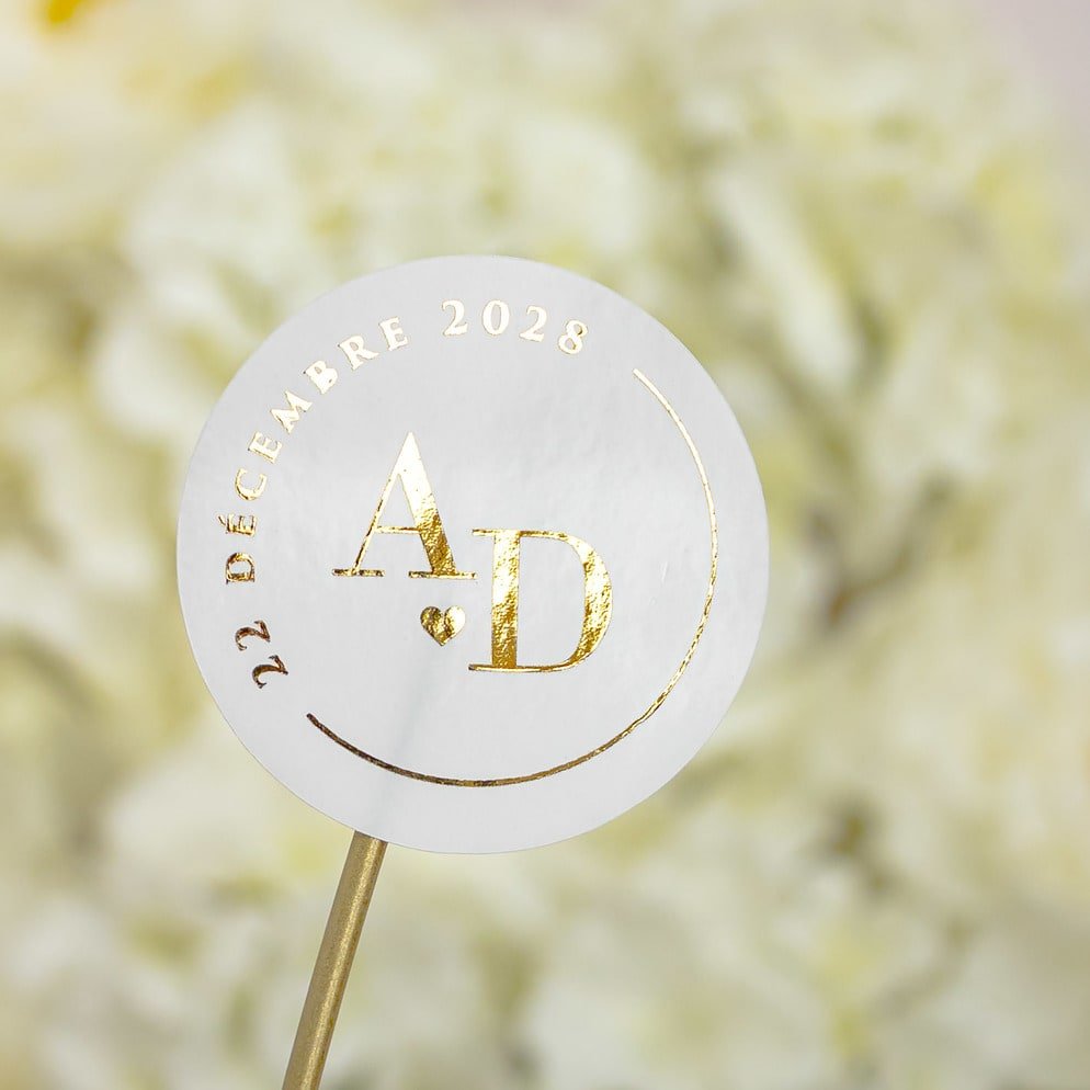 "Léona - Sticker" - Faire-part de mariage chic, élégant et romantique avec dorure or - Wedding stationery - Création Luxe Carterie Studio