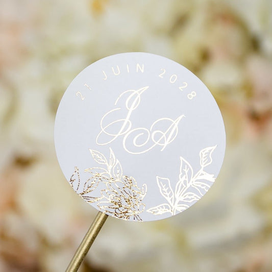 "Lia - Sticker" - Faire-part de mariage chic, élégant et romantique avec dorure or - Wedding stationery - Création Luxe Carterie Studio