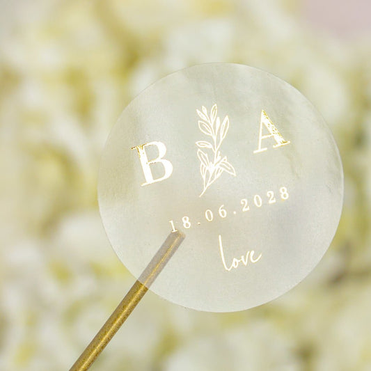"Lila - Sticker" - Faire-part de mariage chic, élégant et romantique avec dorure or - Wedding stationery - Création Luxe Carterie Studio