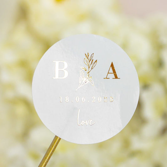 "Lila - Sticker" - Faire-part de mariage chic, élégant et romantique avec dorure or - Wedding stationery - Création Luxe Carterie Studio