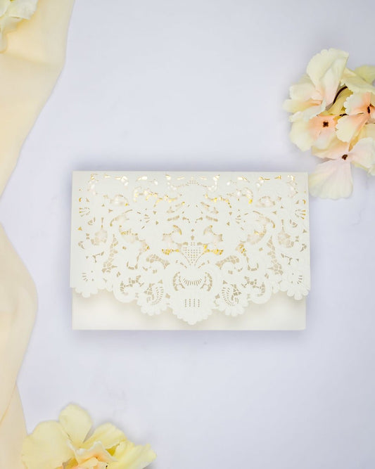 "Lilly" - Faire-part de mariage laser cut élégant et romantique avec dorure or - Wedding stationery - Création Luxe Carterie Studio