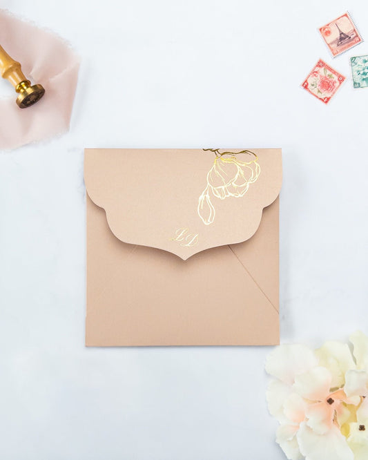 LIORA - Enveloppe épaisse avec Dorure - Enveloppe - 12 cm x 16.5 cm - Luxe Carterie Studio