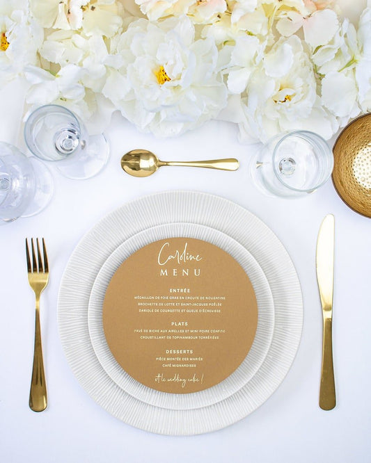 "Liv" - Menu de mariage chic et élégant avec dorure or pour réception de mariage – Papeterie de mariage - Wedding stationery - Création Luxe Carterie Studio