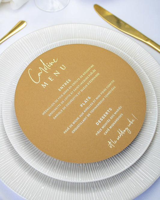 "Liv" - Menu de mariage chic et élégant avec dorure or pour réception de mariage – Papeterie de mariage - Wedding stationery - Création Luxe Carterie Studio