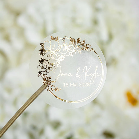 "Livia - Sticker" - Faire-part de mariage chic, élégant et romantique avec dorure or - Wedding stationery - Création Luxe Carterie Studio