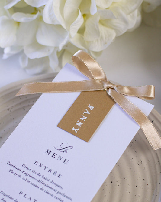 Lore - menu & marque - place - Menu - Luxe Carterie Studio