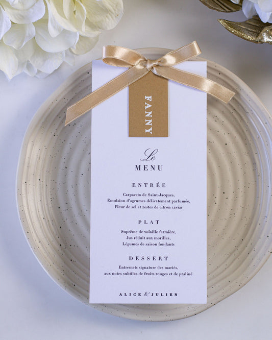 Lore - menu & marque - place - Menu - Luxe Carterie Studio