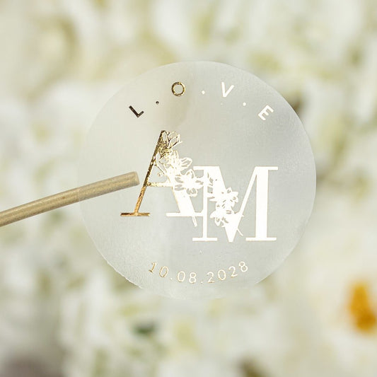 "L.O.V.E - Sticker" - Faire-part de mariage chic, élégant et romantique avec dorure or - Wedding stationery - Création Luxe Carterie Studio