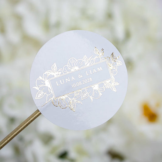 "Luana - Sticker" - Faire-part de mariage chic, élégant et romantique avec dorure or - Wedding stationery - Création Luxe Carterie Studio