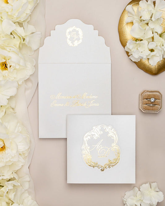 "Luna" - Faire-part de mariage chic, élégant et romantique avec dorure or - Wedding stationery - Création Luxe Carterie Studio