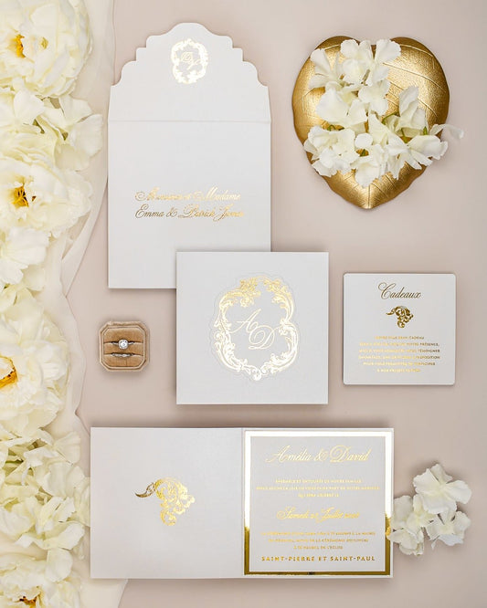 "Luna" - Faire-part de mariage chic, élégant et romantique avec dorure or - Wedding stationery - Création Luxe Carterie Studio