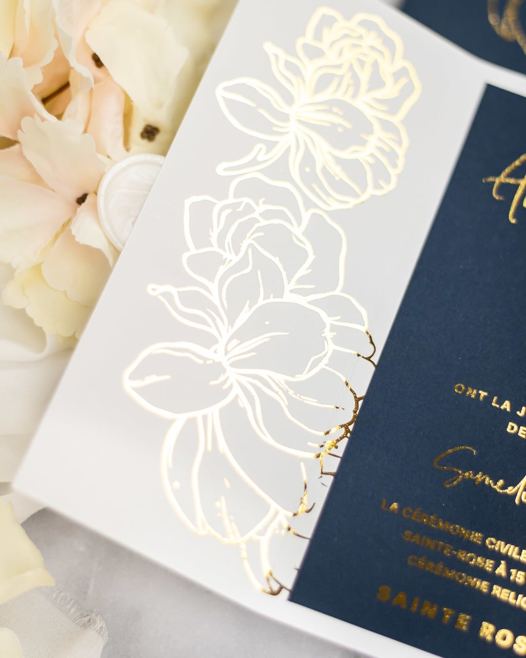 "Luz" - Faire-part de mariage chic, élégant et romantique avec dorure or - Wedding stationery - Création Luxe Carterie Studio