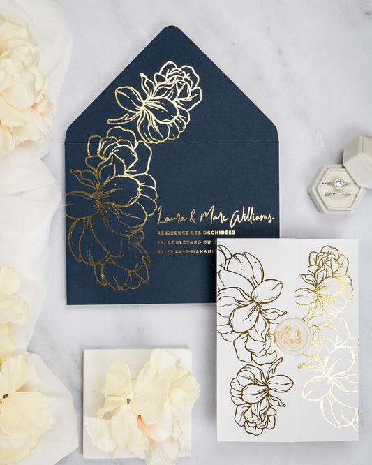 "Luz" - Faire-part de mariage chic, élégant et romantique avec dorure or - Wedding stationery - Création Luxe Carterie Studio