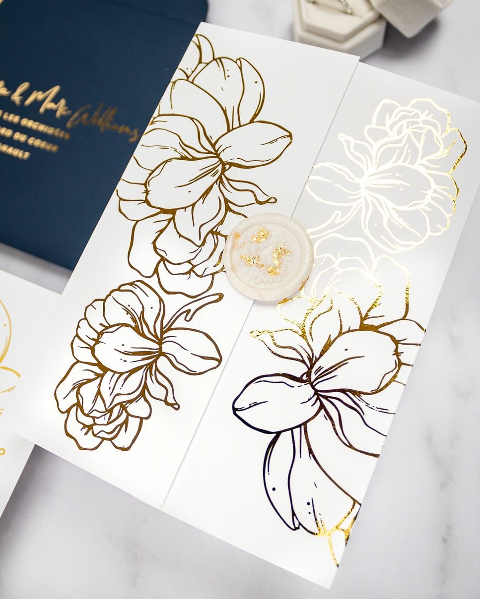 "Luz" - Faire-part de mariage chic, élégant et romantique avec dorure or - Wedding stationery - Création Luxe Carterie Studio