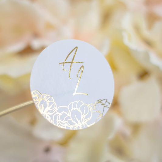 "Luz - Sticker" - Faire-part de mariage chic, élégant et romantique avec dorure or - Wedding stationery - Création Luxe Carterie Studio