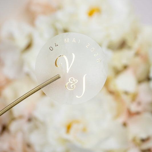 "Manon - Sticker" - Faire-part de mariage chic, élégant et romantique avec dorure or - Wedding stationery - Création Luxe Carterie Studio