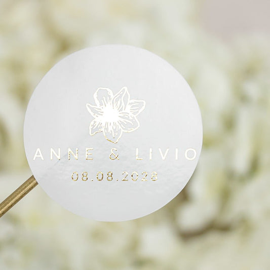 "Martina - Sticker" - Faire-part de mariage chic, élégant et romantique avec dorure or - Wedding stationery - Création Luxe Carterie Studio