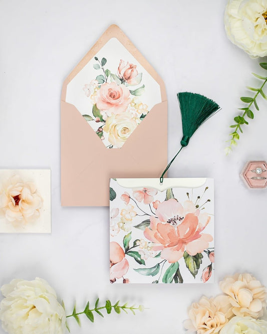 "Mélia" - Faire-part de mariage fleuris élégant et romantique avec dorure or - Wedding stationery - Création Luxe Carterie Studio